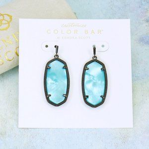 Kendra Scott Elle Aqua blue Illusion earrings Gunmetal Tone
